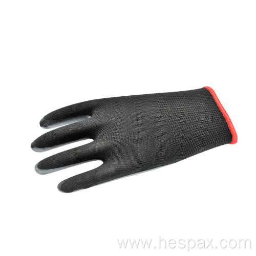 Hespax Seamless Nylon Oil Proof Nitrile Dipped Gloves